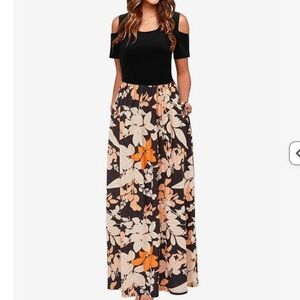 Cold Shoulder Floral Maxi  Dress